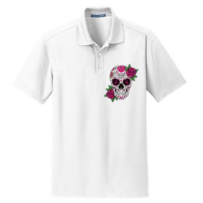 Sugar Skull Breast Cancer Awareness Calavera Dry Zone Grid Polo