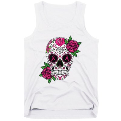 Sugar Skull Breast Cancer Awareness Calavera Tank Top