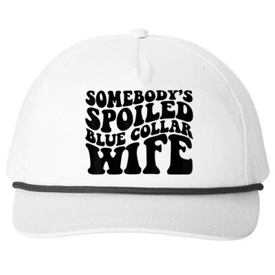 Somebody's Spoiled Blue Collar Wife Funny Wavy Retro Snapback Five-Panel Rope Hat