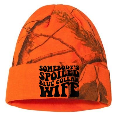 Somebody's Spoiled Blue Collar Wife Funny Wavy Retro Kati Licensed 12" Camo Beanie