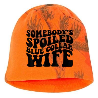 Somebody's Spoiled Blue Collar Wife Funny Wavy Retro Kati - Camo Knit Beanie