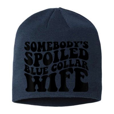 Somebody's Spoiled Blue Collar Wife Funny Wavy Retro Sustainable Beanie