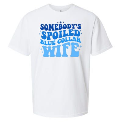 Somebodys Spoiled Blue Collar Wife Groovy MotherS Day Sueded Cloud Jersey T-Shirt