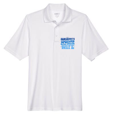 Somebodys Spoiled Blue Collar Wife Groovy MotherS Day Men's Origin Performance Pique Polo