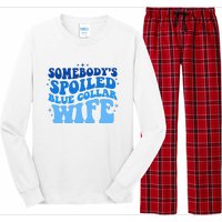 Somebodys Spoiled Blue Collar Wife Groovy MotherS Day Long Sleeve Pajama Set