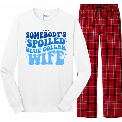 Somebodys Spoiled Blue Collar Wife Groovy MotherS Day Long Sleeve Pajama Set