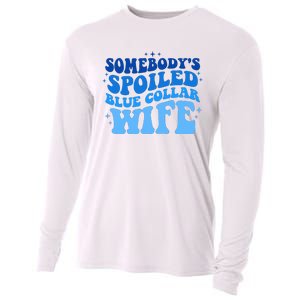 Somebodys Spoiled Blue Collar Wife Groovy MotherS Day Cooling Performance Long Sleeve Crew