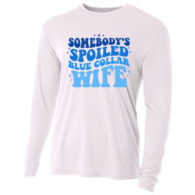 Somebodys Spoiled Blue Collar Wife Groovy MotherS Day Cooling Performance Long Sleeve Crew