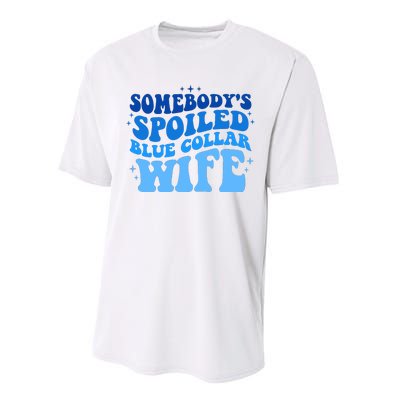 Somebodys Spoiled Blue Collar Wife Groovy MotherS Day Performance Sprint T-Shirt