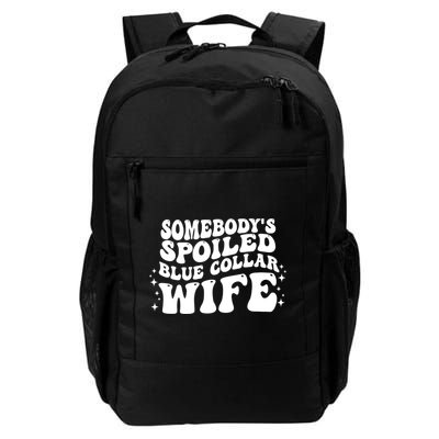 Somebody's Spoiled Blue Collar Wife Funny Wavy Retro Groovy Backpack