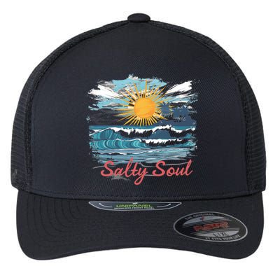 Salty Soul Beach And Sun Summer Vacay Flexfit Unipanel Trucker Cap