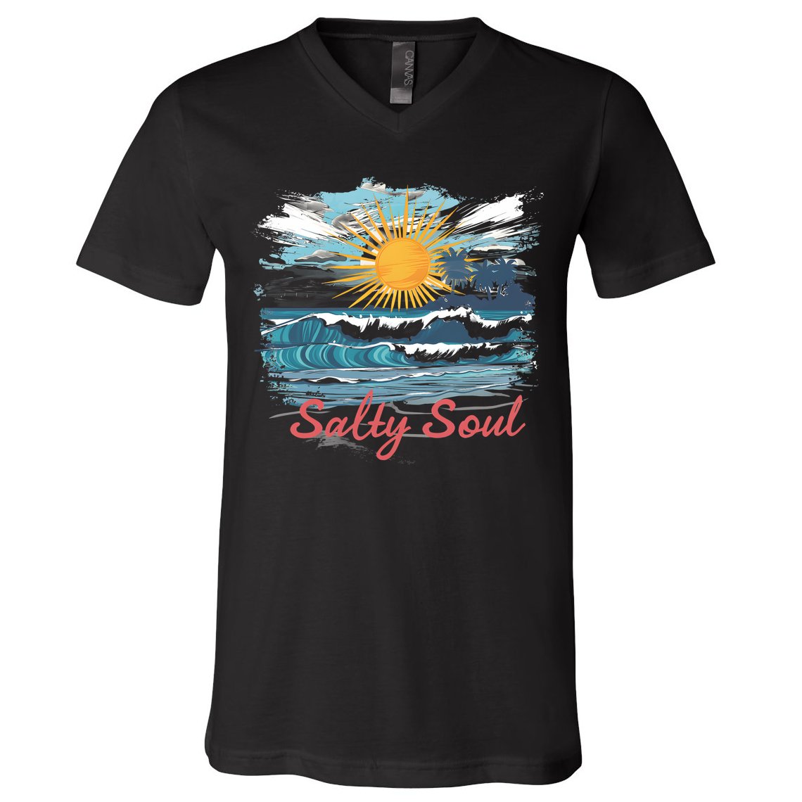 Salty Soul Beach And Sun Summer Vacay V-Neck T-Shirt