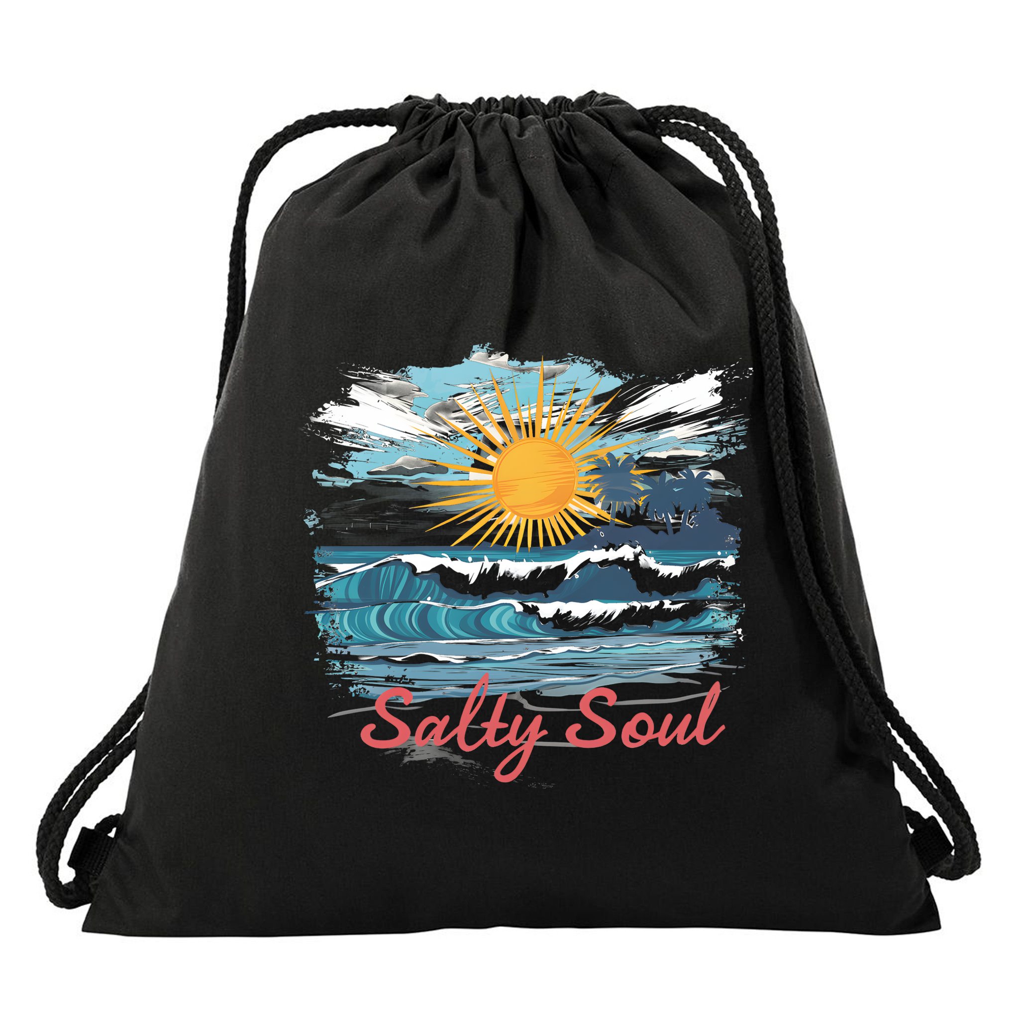 Salty Soul Beach And Sun Summer Vacay Drawstring Bag