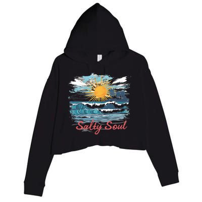 Salty Soul Beach And Sun Summer Vacay Crop Fleece Hoodie