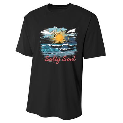 Salty Soul Beach And Sun Summer Vacay Performance Sprint T-Shirt