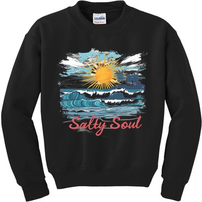 Salty Soul Beach And Sun Summer Vacay Kids Sweatshirt