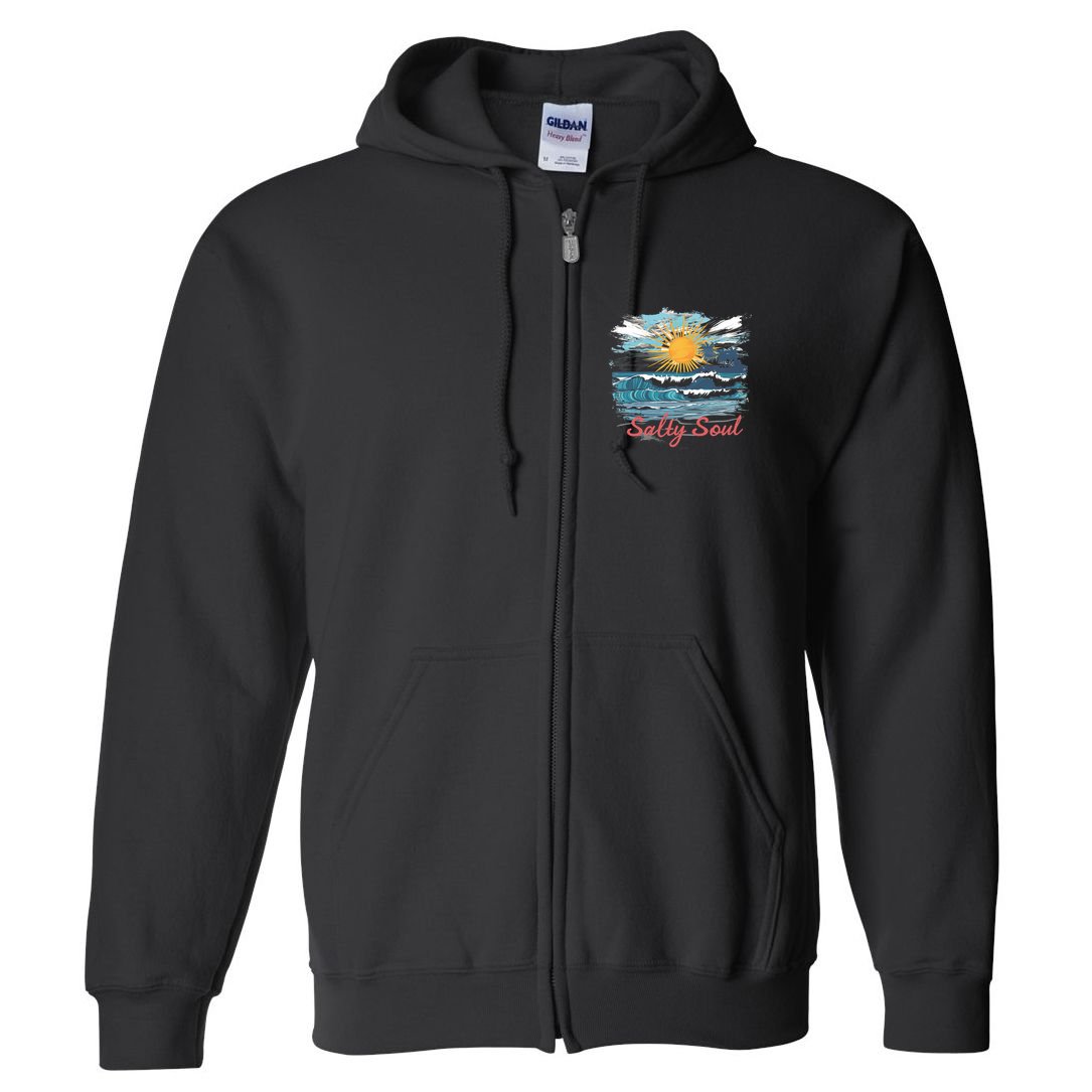 Salty Soul Beach And Sun Summer Vacay Full Zip Hoodie