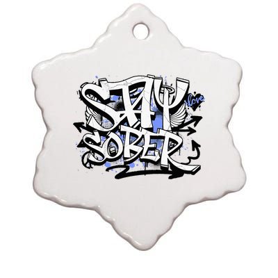 Stay Sober Blue Resolve Ceramic Star Ornament