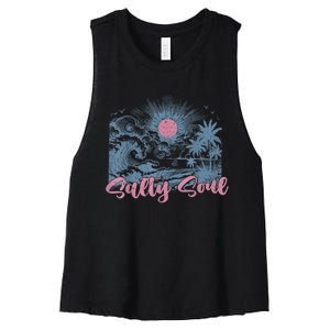 Summer Salty Beach Summer Soul Vibes Trendy Summer Women's Racerback Cropped Tank