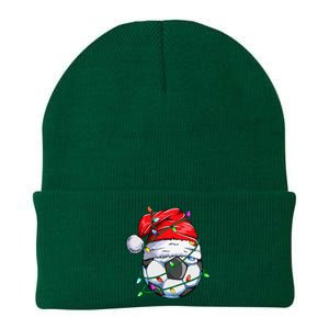 Santa Soccer Ball Sports Design Christmas Soccer Player Knit Cap Winter Beanie