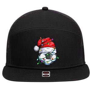 Santa Soccer Ball Sports Design Christmas Soccer Player 7 Panel Mesh Trucker Snapback Hat