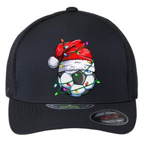 Santa Soccer Ball Sports Design Christmas Soccer Player Flexfit Unipanel Trucker Cap