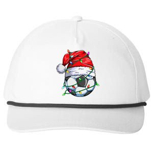 Santa Soccer Ball Sports Design Christmas Soccer Player Snapback Five-Panel Rope Hat