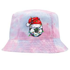 Santa Soccer Ball Sports Design Christmas Soccer Player Tie-Dyed Bucket Hat