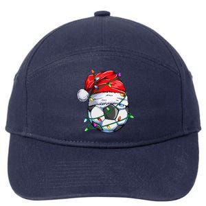 Santa Soccer Ball Sports Design Christmas Soccer Player 7-Panel Snapback Hat