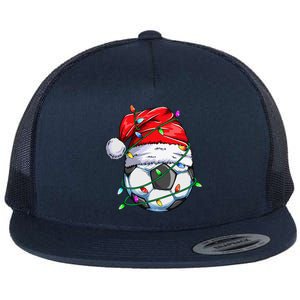 Santa Soccer Ball Sports Design Christmas Soccer Player Flat Bill Trucker Hat