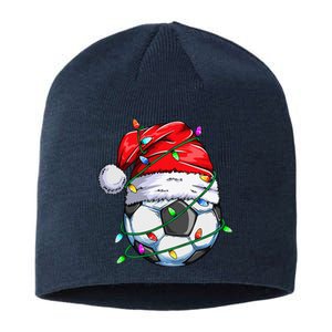 Santa Soccer Ball Sports Design Christmas Soccer Player Sustainable Beanie