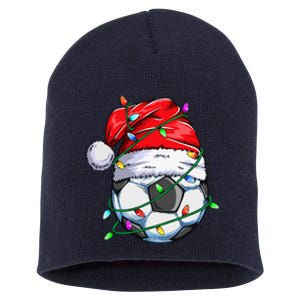 Santa Soccer Ball Sports Design Christmas Soccer Player Short Acrylic Beanie