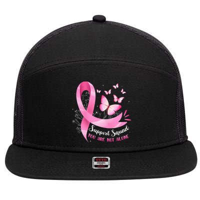 Support Squad Breast Cancer Awareness Pink Ribbon Butterfly 7 Panel Mesh Trucker Snapback Hat
