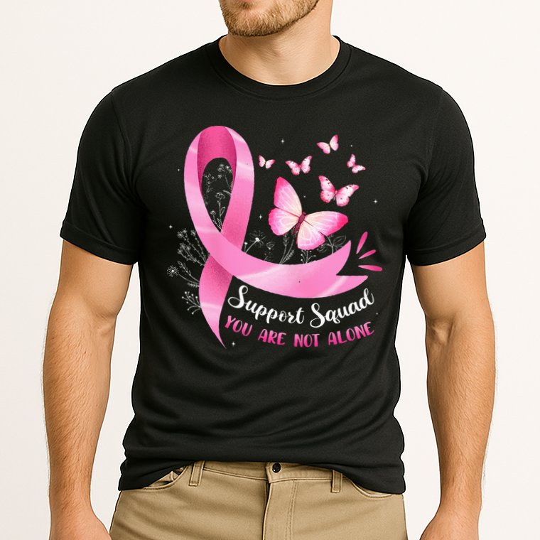 Support Squad Breast Cancer Awareness Pink Ribbon Butterfly Cooling Performance Crew T-Shirt