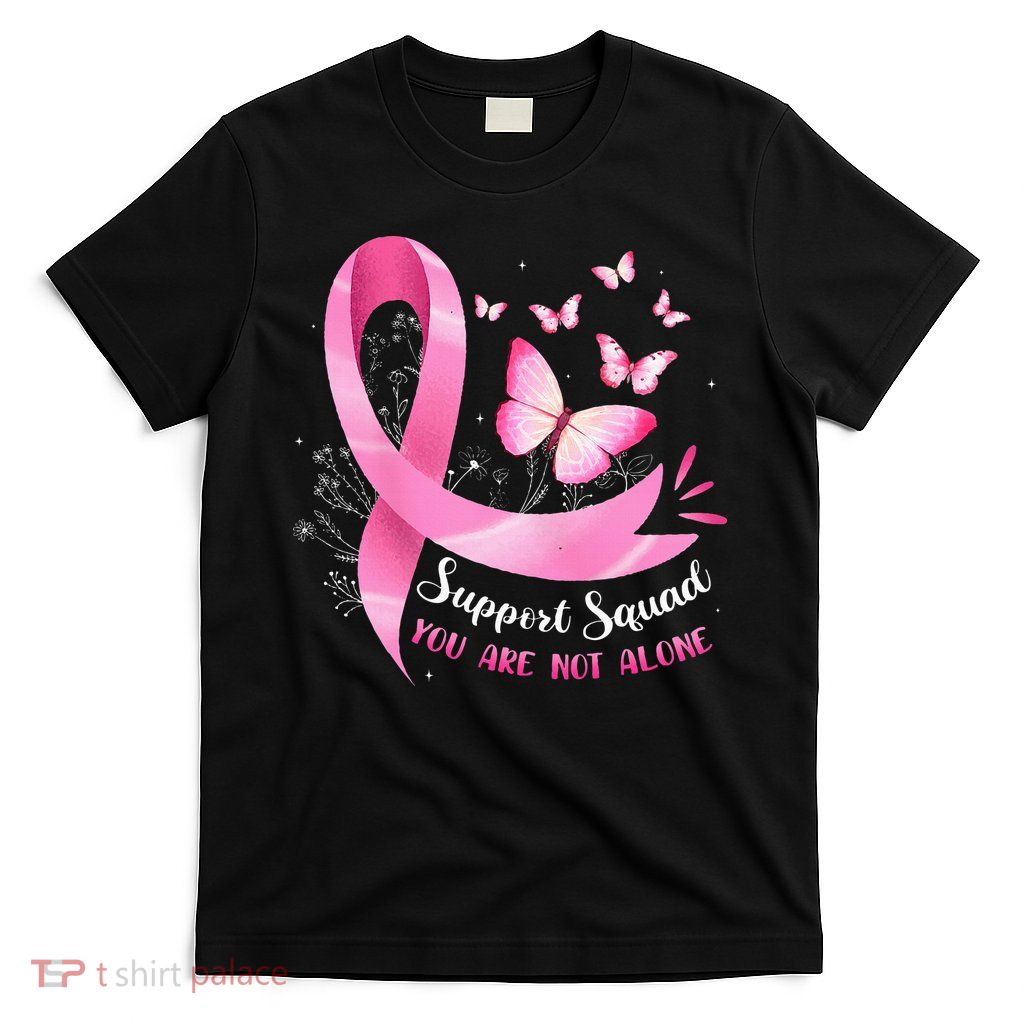 Support Squad Breast Cancer Awareness Pink Ribbon Butterfly T-Shirt