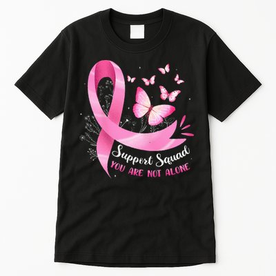 Support Squad Breast Cancer Awareness Pink Ribbon Butterfly Tall T-Shirt
