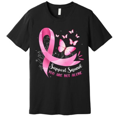 Support Squad Breast Cancer Awareness Pink Ribbon Butterfly Premium T-Shirt