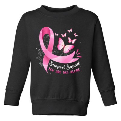 Support Squad Breast Cancer Awareness Pink Ribbon Butterfly Toddler Sweatshirt