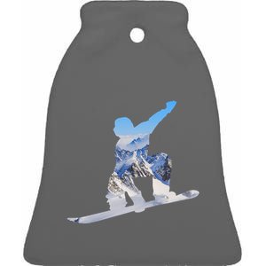 Snow Ski Boarding Sport Ceramic Bell Ornament