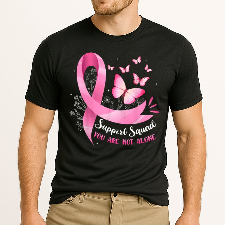 Support Squad Breast Cancer Awareness Pink Ribbon Butterfly Cooling Performance Crew T-Shirt
