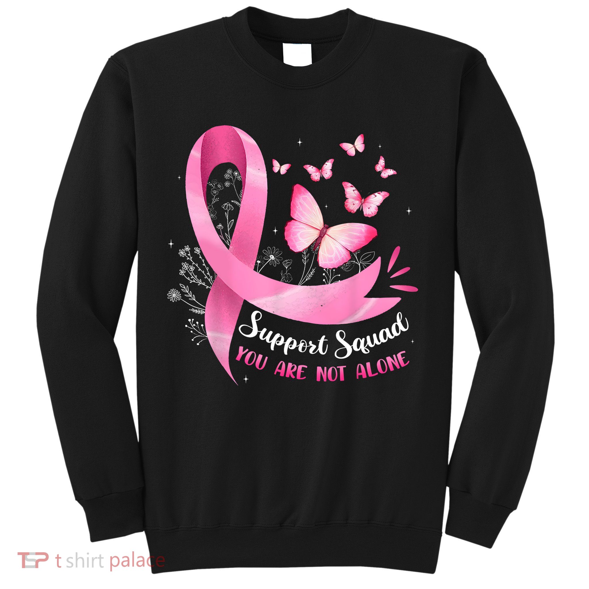 Support Squad Breast Cancer Awareness Pink Ribbon Butterfly Sweatshirt