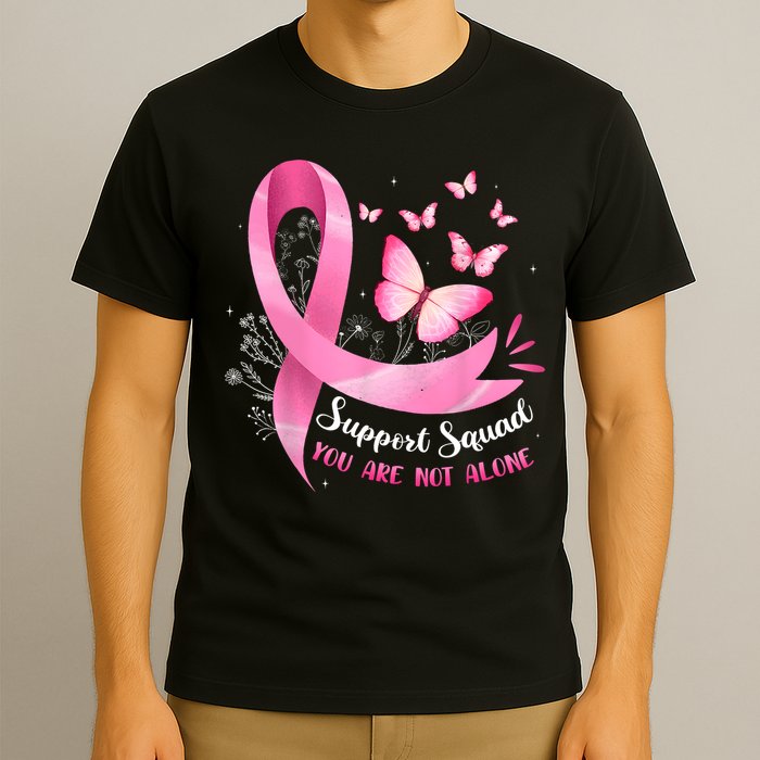 Support Squad Breast Cancer Awareness Pink Ribbon Butterfly T-Shirt