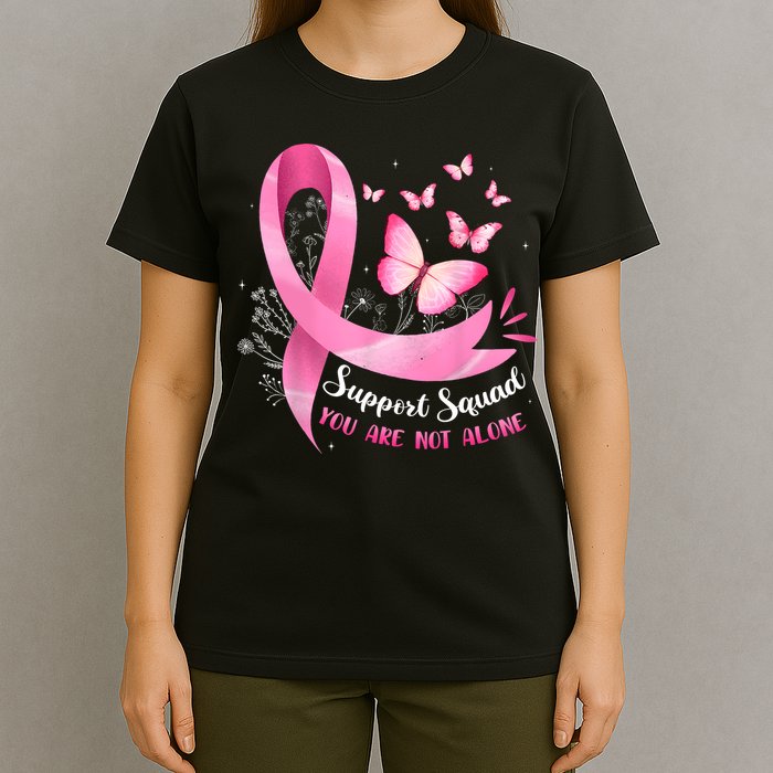 Support Squad Breast Cancer Awareness Pink Ribbon Butterfly T-Shirt