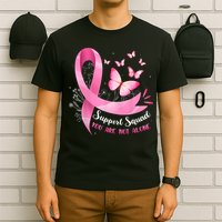 Support Squad Breast Cancer Awareness Pink Ribbon Butterfly T-Shirt