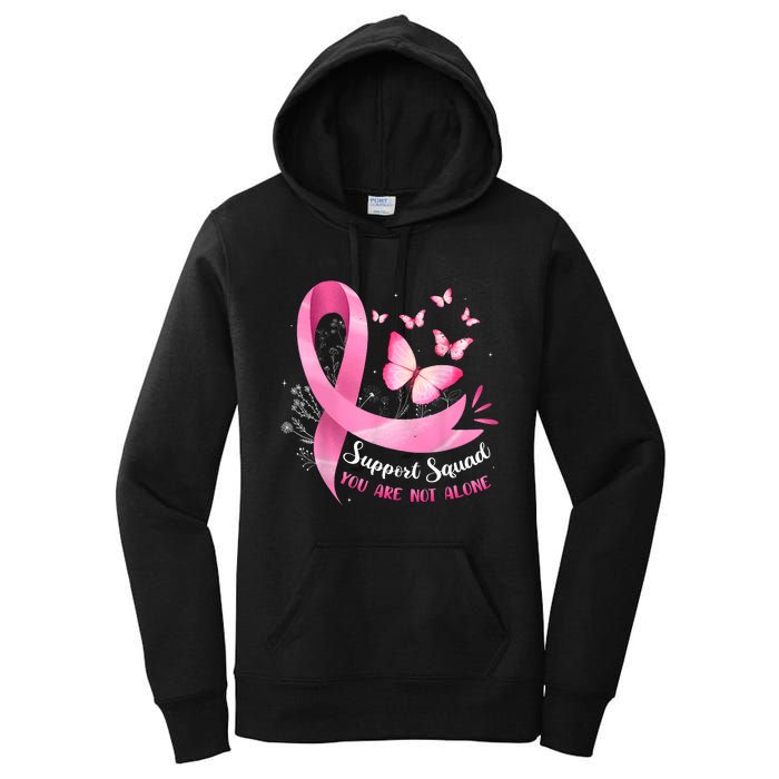 Support Squad Breast Cancer Awareness Pink Ribbon Butterfly Women's Pullover Hoodie