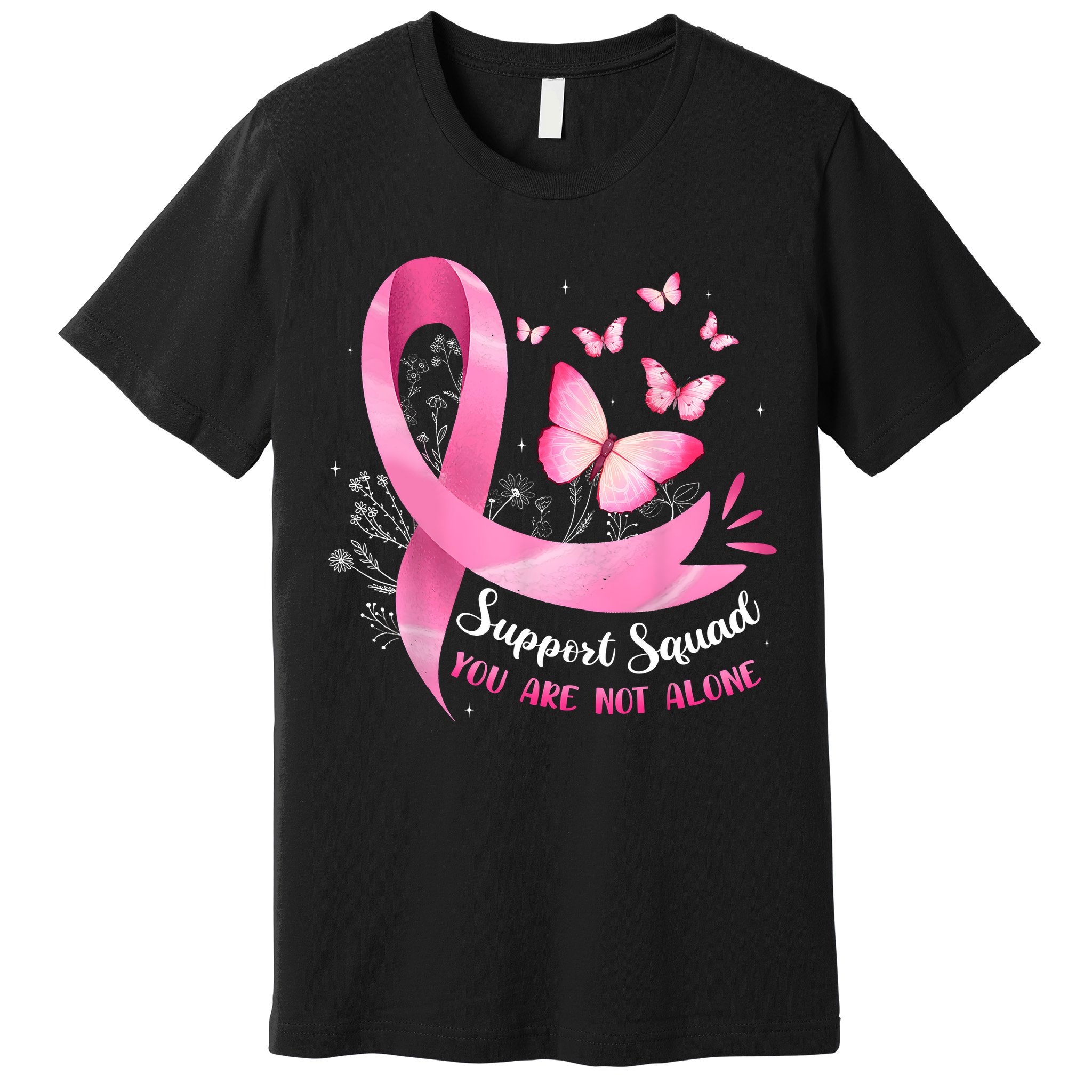 Support Squad Breast Cancer Awareness Pink Ribbon Butterfly Premium T-Shirt