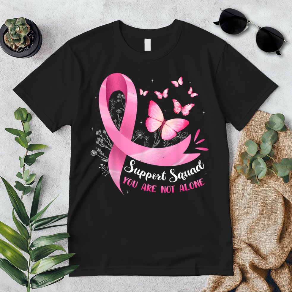 Support Squad Breast Cancer Awareness Pink Ribbon Butterfly Premium T-Shirt