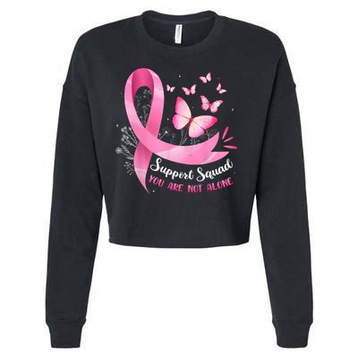 Support Squad Breast Cancer Awareness Pink Ribbon Butterfly Cropped Pullover Crew