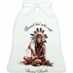 Sacred Smoke Banish Bad Vibes Ceramic Bell Ornament