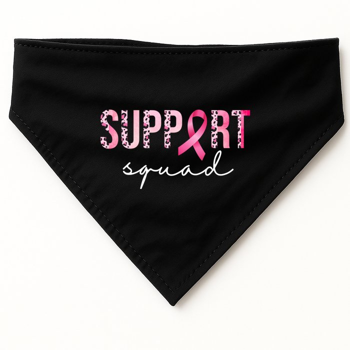 Support Squad Breast Cancer Leopard Ribbon USA-Made Doggie Bandana